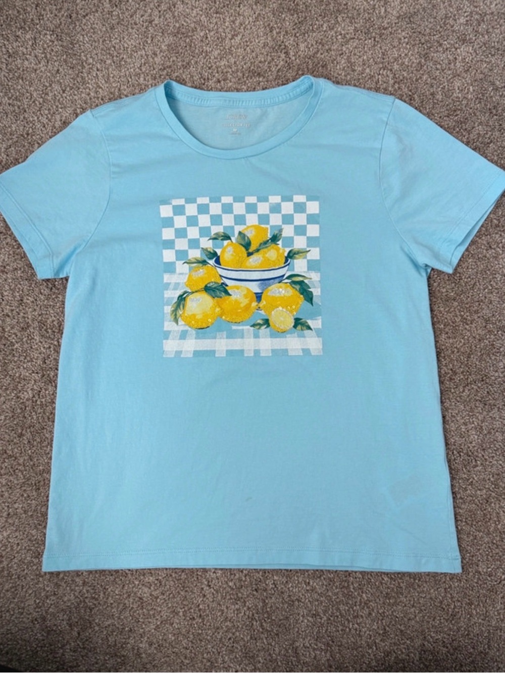 Jcrew Light Blue women’s Tee with Lemon Graphic - women’s Shirts & Tops
